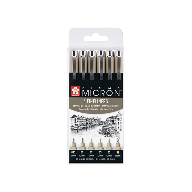 Sada technických pier Sakura Pigma Micron - 6 ks