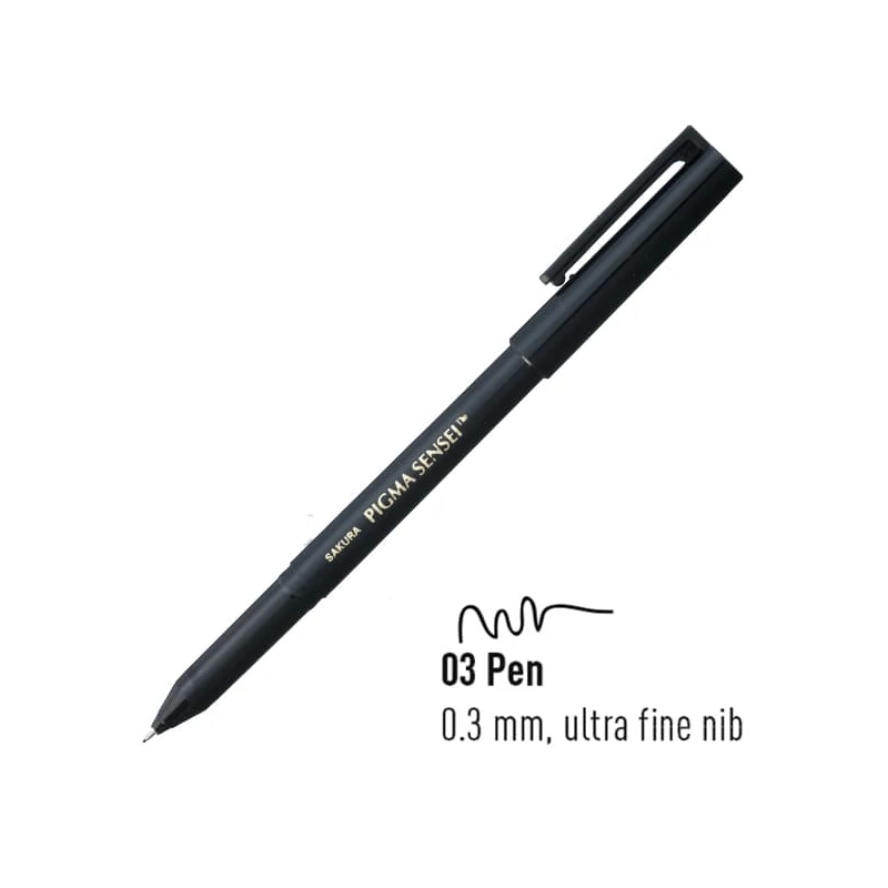 Kresliace pero Sakura Pigma Sensei 03, čierne - 0,3 mm