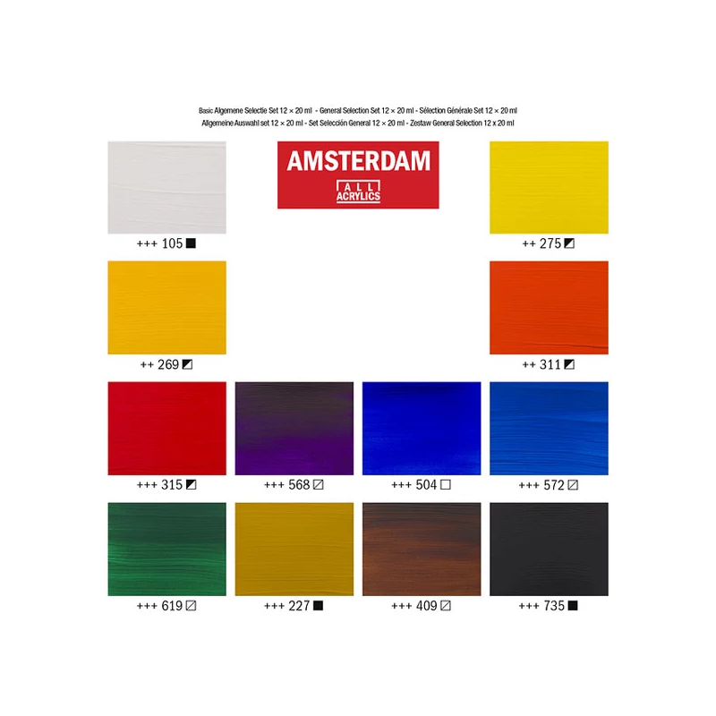 Sada akrylových farieb Talens Amsterdam - 12x20 ml