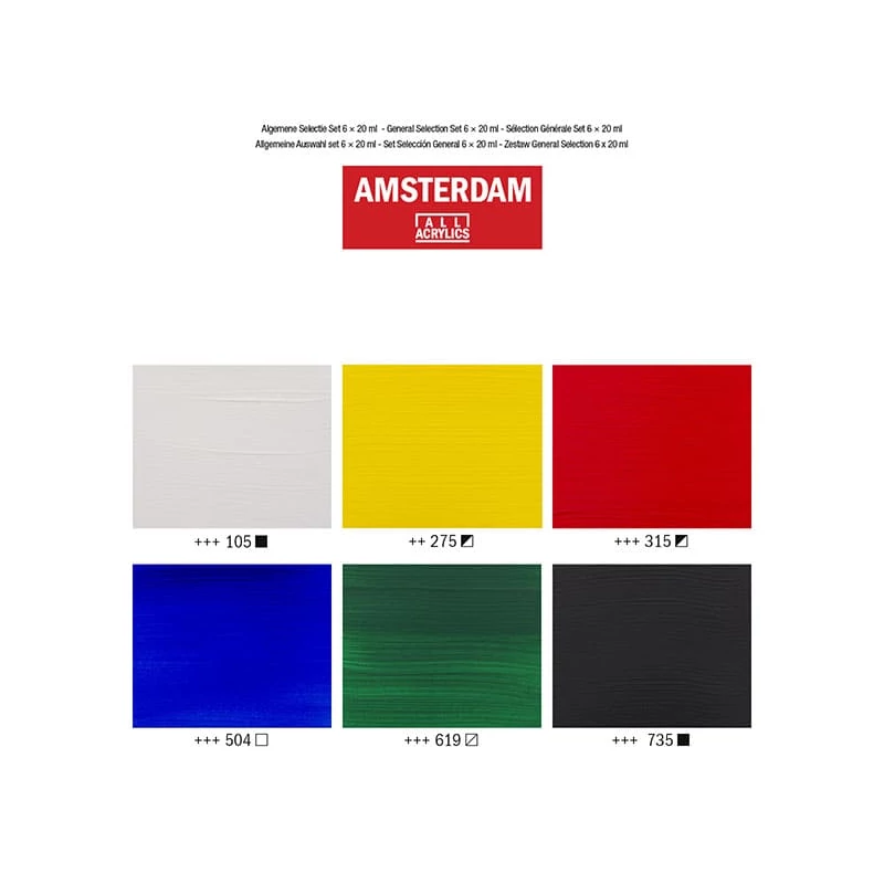 Sada akrylových farieb Talens Amsterdam - 6x20 ml, všeobecná