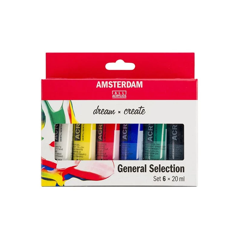 Sada akrylových farieb Talens Amsterdam - 6x20 ml, všeobecná