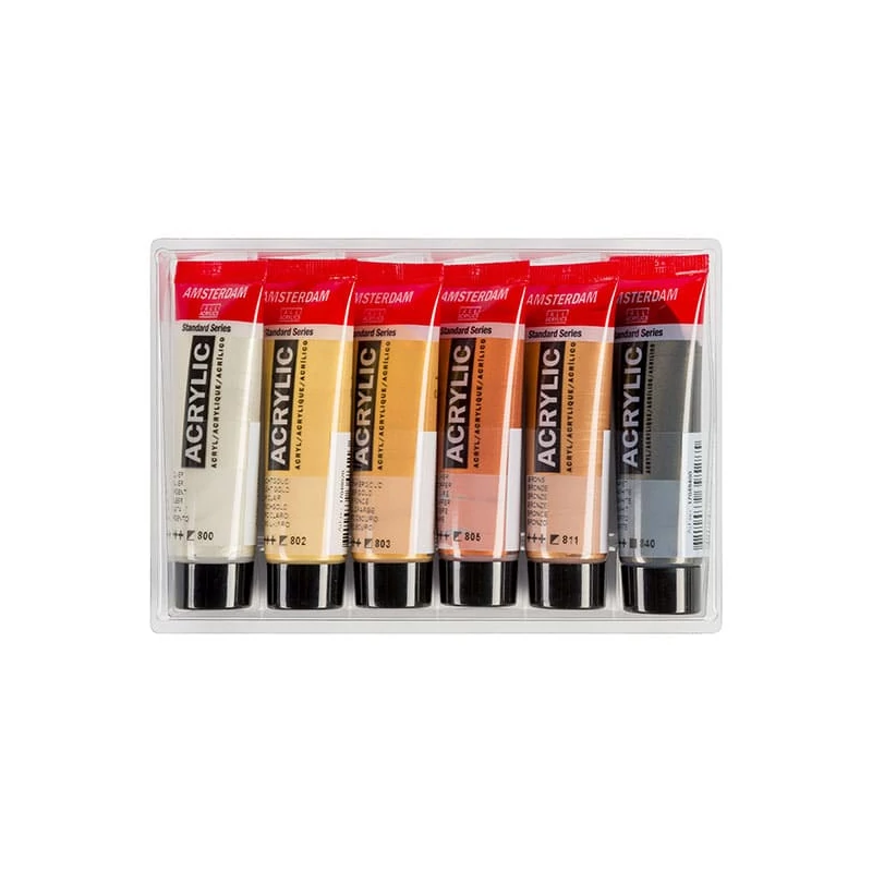 Sada akrylových farieb Talens Amsterdam - 6x20 ml, metalické farby