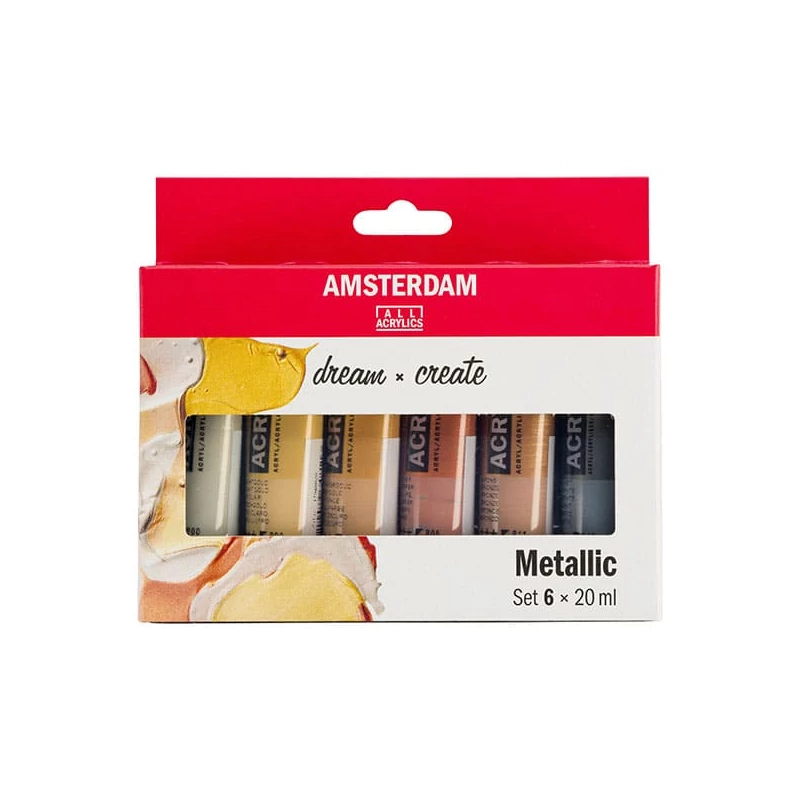 Sada akrylových farieb Talens Amsterdam - 6x20 ml, metalické farby