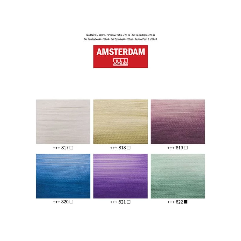 Sada akrylových farieb Talens Amsterdam - 6x20 ml, perleťové farby