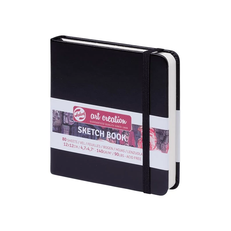 Náčrtník a skicár Talens Art Creation Sketch Book, 140 g, 80 listov - 12x12 cm, čierny