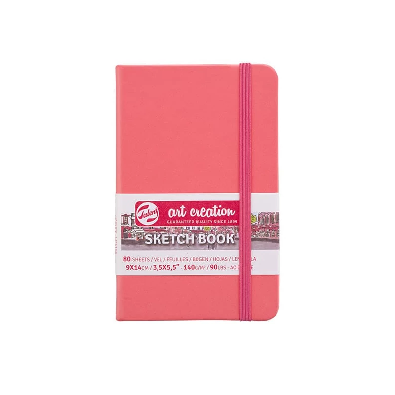 Náčrtník a skicár Talens Art Creation Sketch Book, 140 g, 80 listov - 9x14 cm, koralový