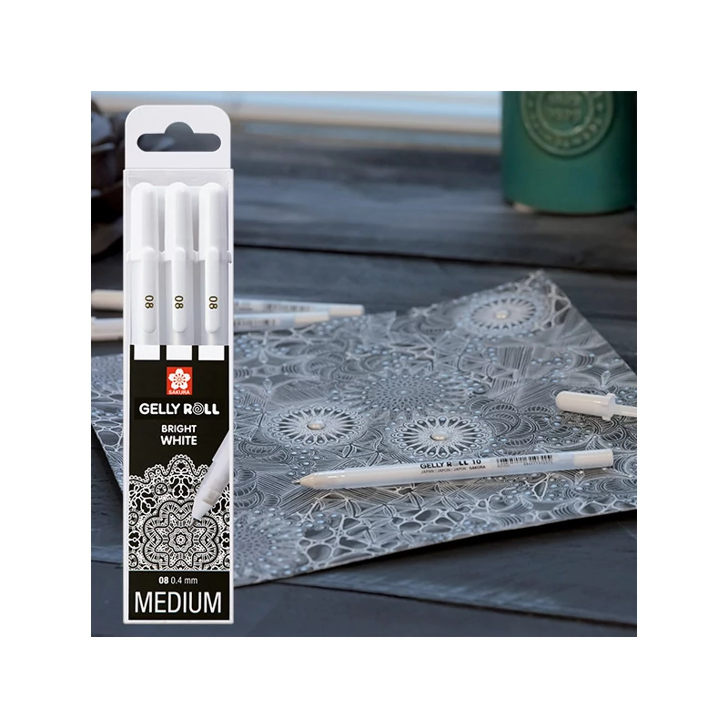Sada gélových pier Sakura Gelly Roll Basic - 3 ks, Bright White (08)