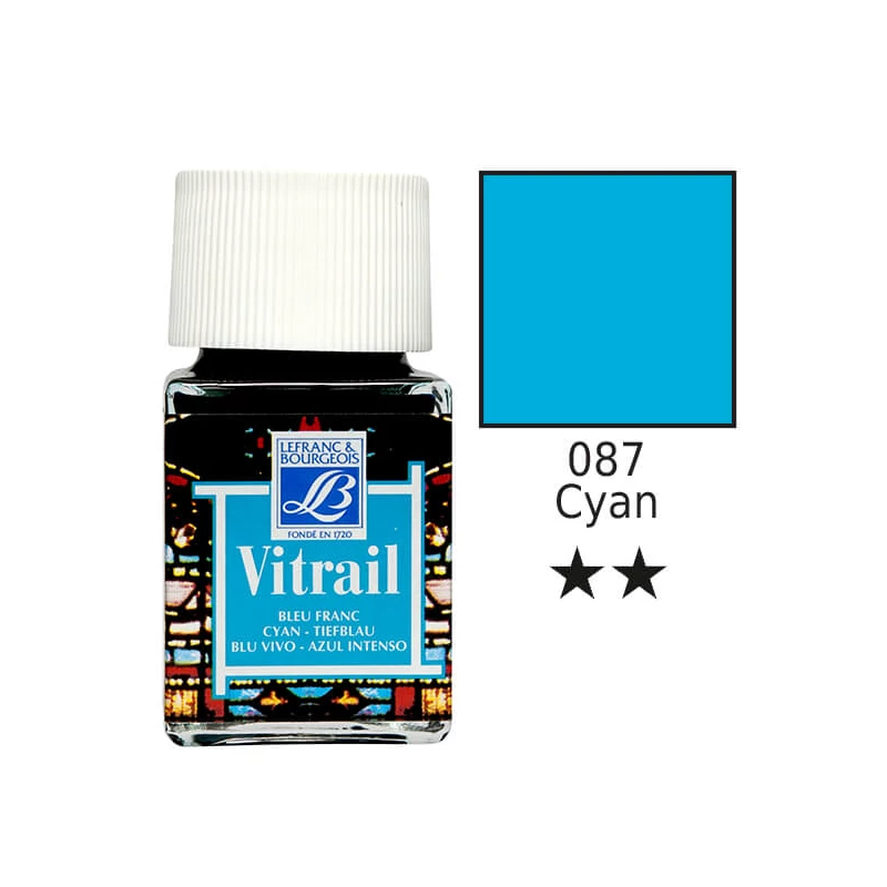 Farba na sklo na živicovej báze Vitrail, 50 ml - azúrová modrá