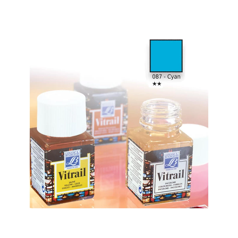 Farba na sklo na živicovej báze Vitrail, 50 ml - azúrová modrá