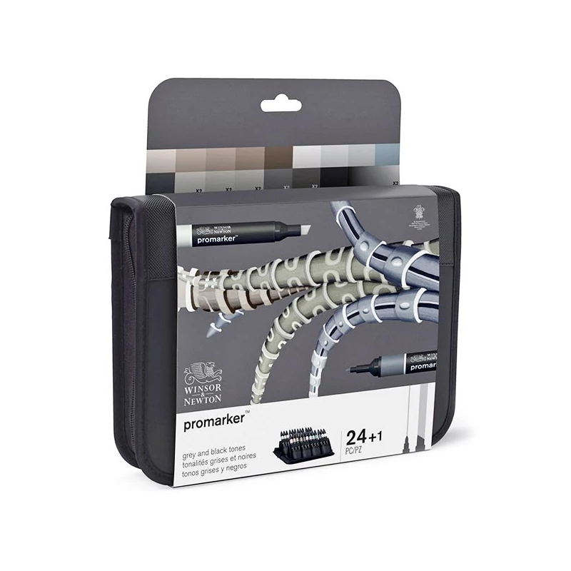 Sada obojstranných alkoholových popisovačov ProMarker - 24+1 ks, black & grey wallet