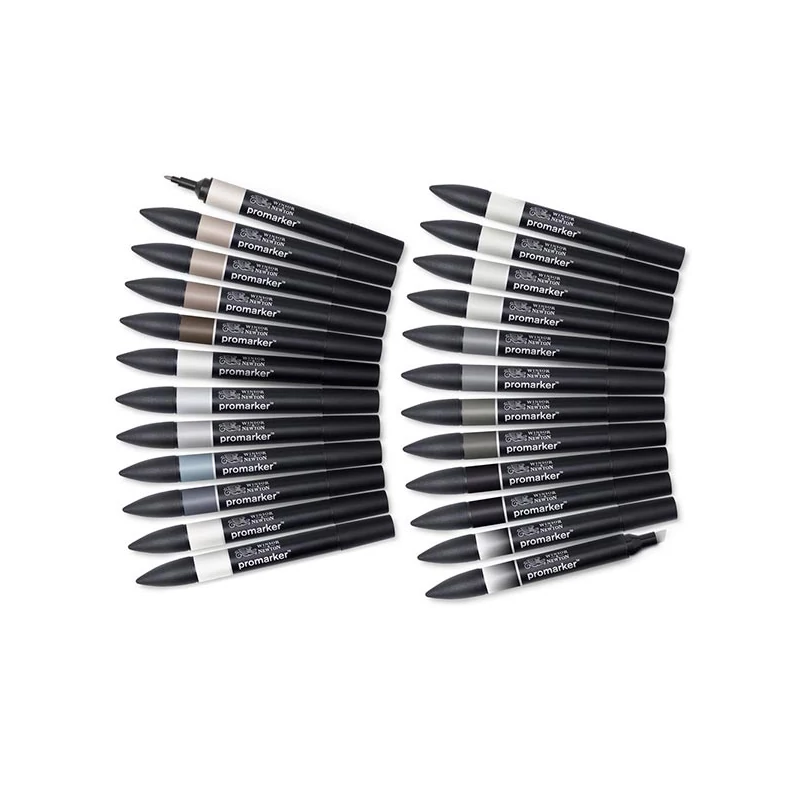Sada obojstranných alkoholových popisovačov ProMarker - 24+1 ks, black & grey wallet