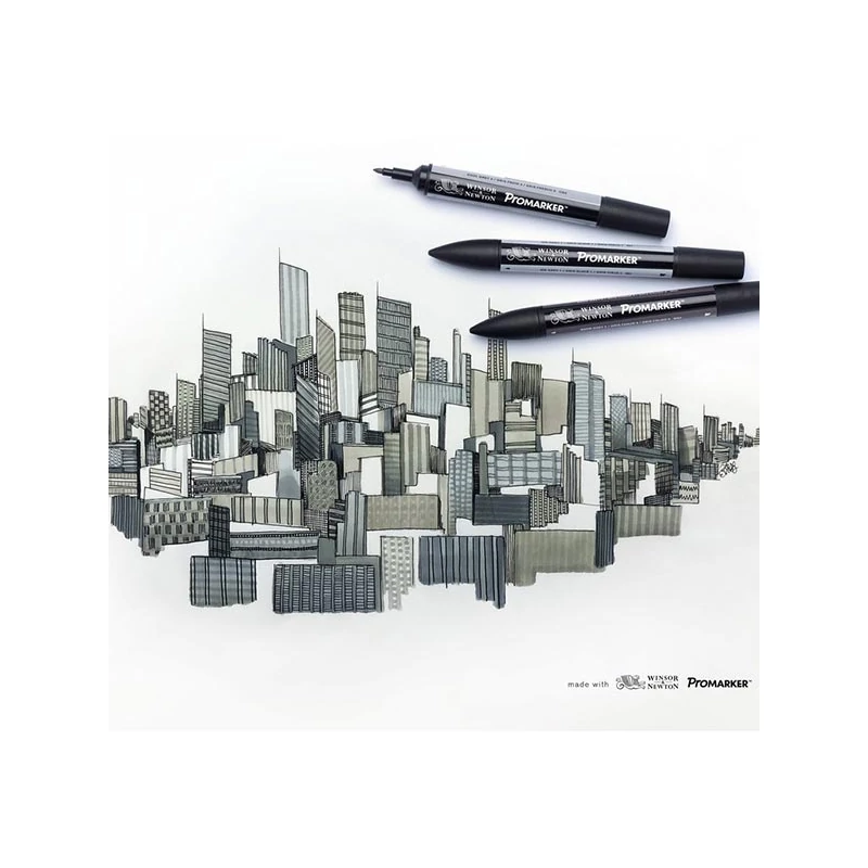 Sada obojstranných alkoholových popisovačov ProMarker - 24+1 ks, black & grey wallet