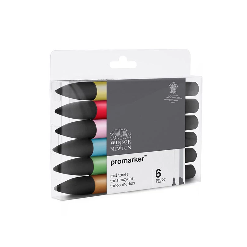 Sada obojstranných alkoholových popisovačov ProMarker - 6 ks, mid tones