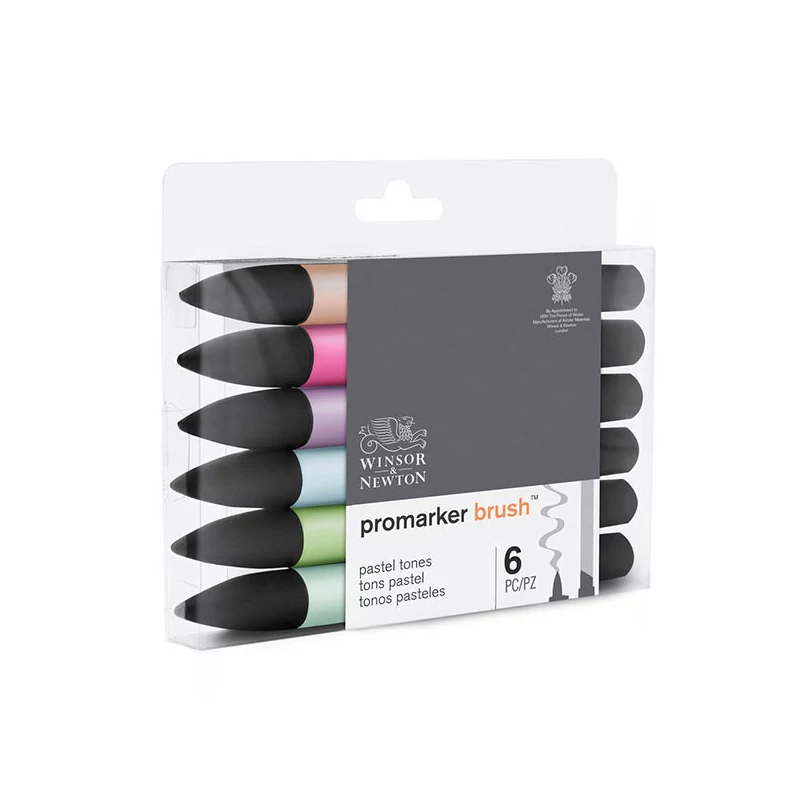 Sada obojstranných alkoholových popisovačov ProMarker Brush - 6 ks, pastelové tóny