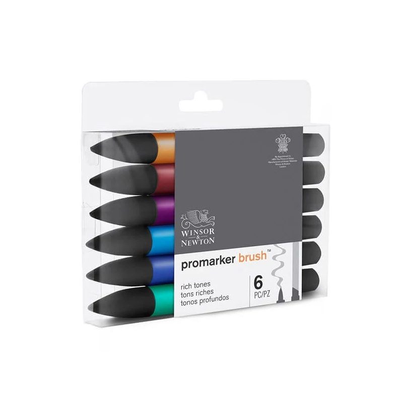 Sada obojstranných alkoholových štetcových popisovačov Promarker Brush - 6 ks, rich tones