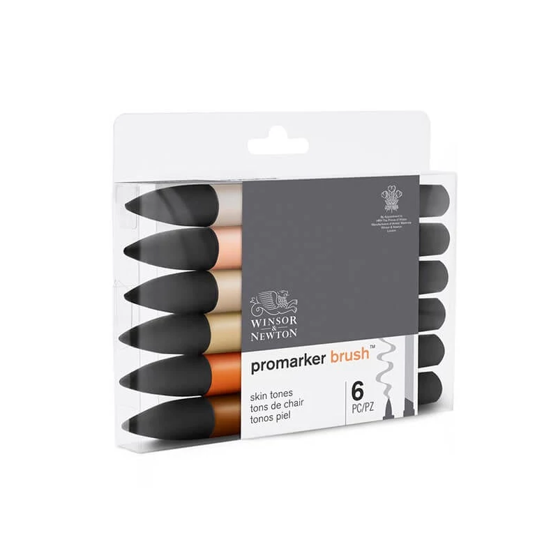 Sada obojstranných alkoholových štetcových popisovačov Promarker Brush - 6 ks, skin tones