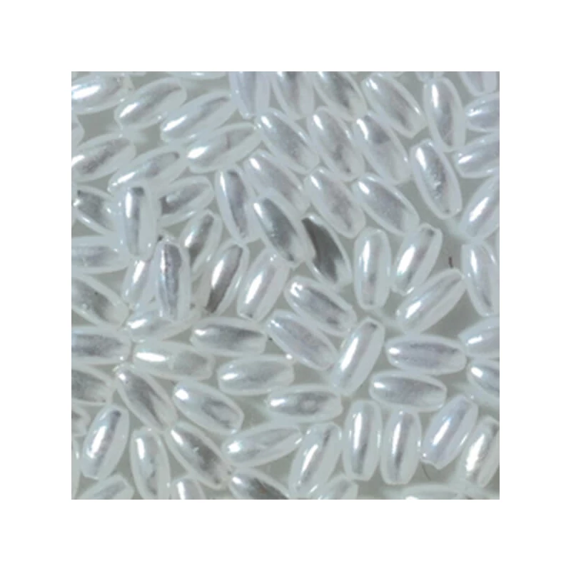 Koráliky ryža, 3x6 mm - Perleťovo biele