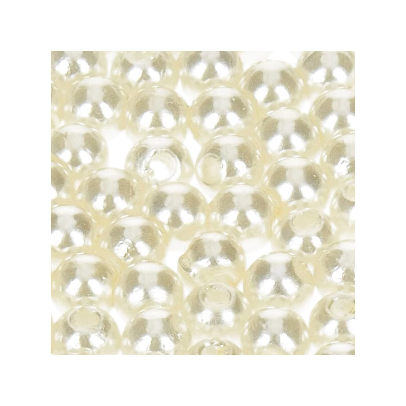 Voskované akrylové perly, 6 mm, 60 ks - ecru