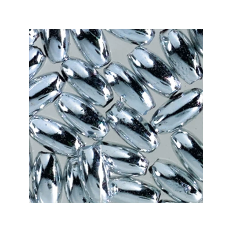 Koráliky ryža, 4x8 mm - strieborné, v krabičke