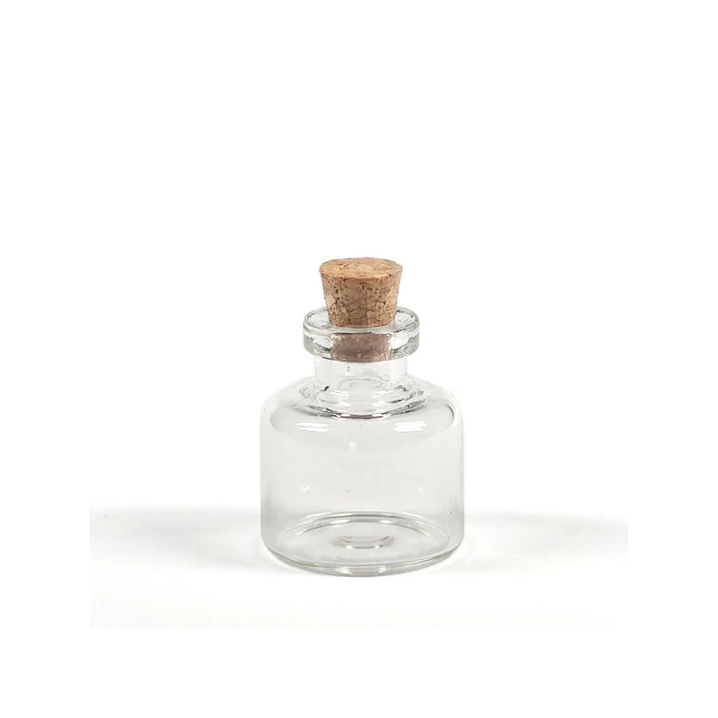 Sada sklenených fľaštičiek s korkovými zátkami - mini, 2,2x2,5 cm