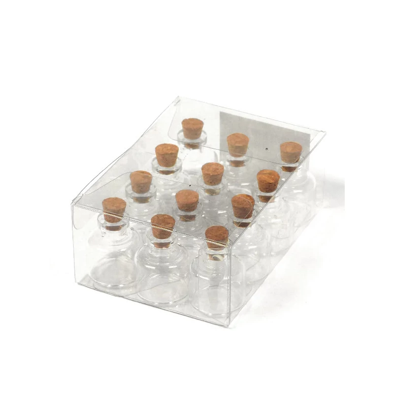 Sada sklenených fľaštičiek s korkovými zátkami - mini, 2,2x2,5 cm