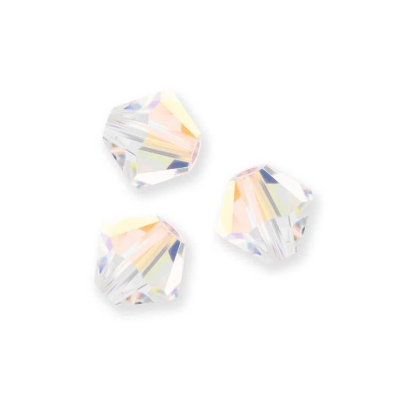 Reťaz z kónických kryštáľových korálkov Preciosa, 4 mm - Crystal AB
