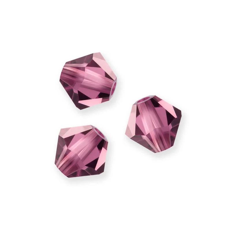 Reťaz z kónických kryštáľových korálkov Preciosa, 4 mm - Amethyst