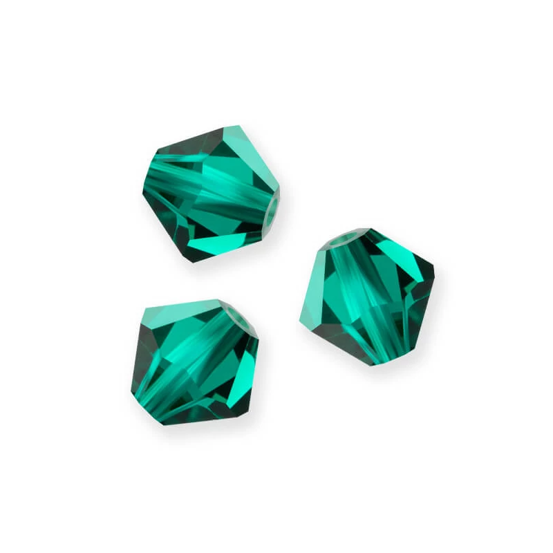 Reťaz z kónických kryštáľových korálkov Preciosa, 4 mm - Emerald