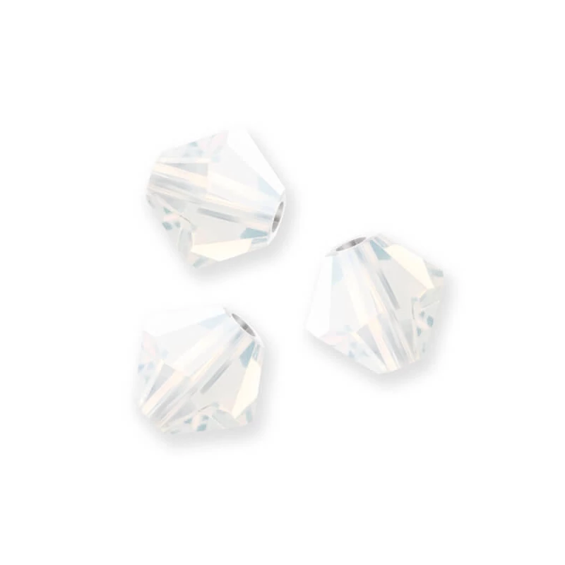 Reťaz z kónických kryštáľových korálkov Preciosa, 4 mm - White Opal
