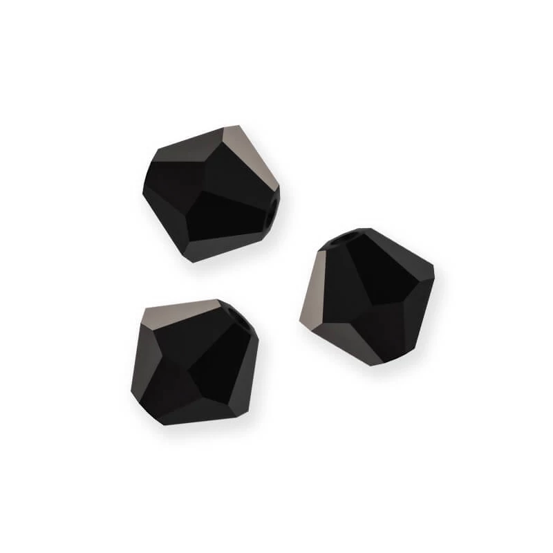 Kužeľovité kryštálové koráliky Preciosa, 4 mm - Jet