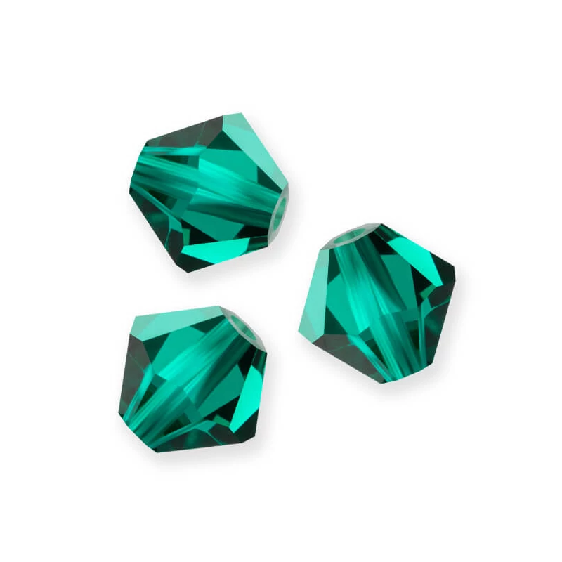 Reťaz z kónických kryštáľových korálkov Preciosa, 6 mm - Emerald