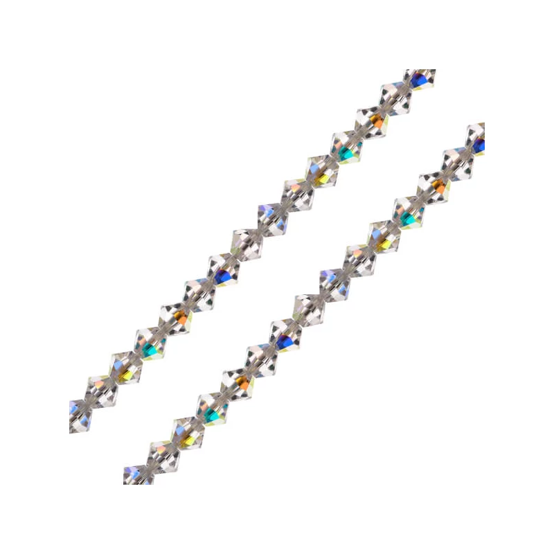 Reťaz z kónických kryštáľových korálkov Preciosa, 4 mm - Crystal AB