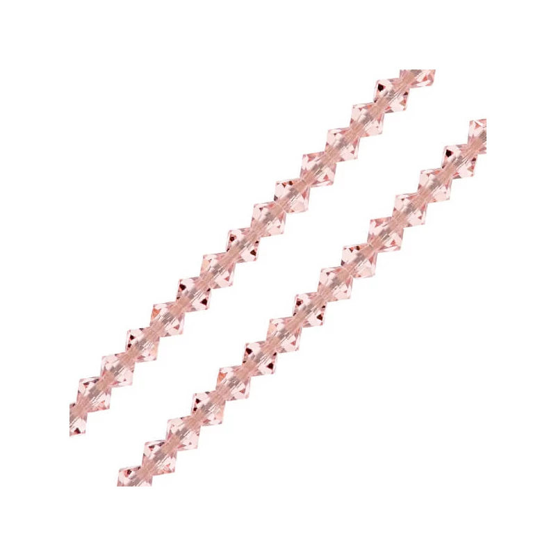 Reťaz z kónických kryštáľových korálkov Preciosa, 4 mm - Light Rose