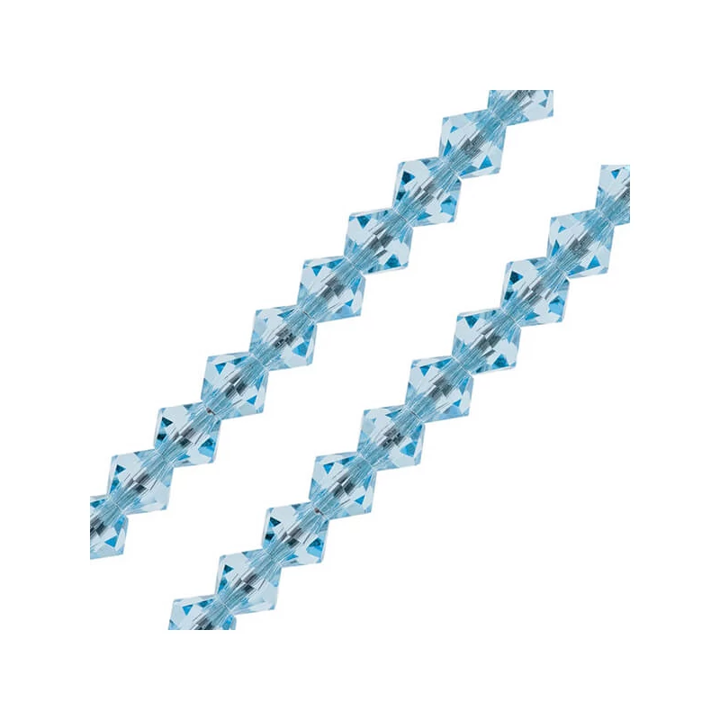Reťaz z kónických kryštáľových korálkov Preciosa, 6 mm - Aqua
