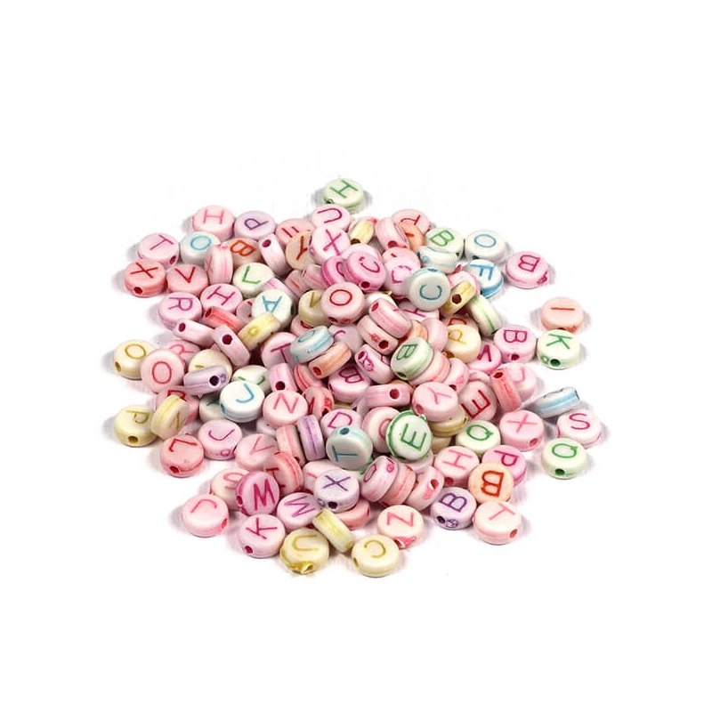 Plastové písmenkové koráliky, 6 mm - zmiešané