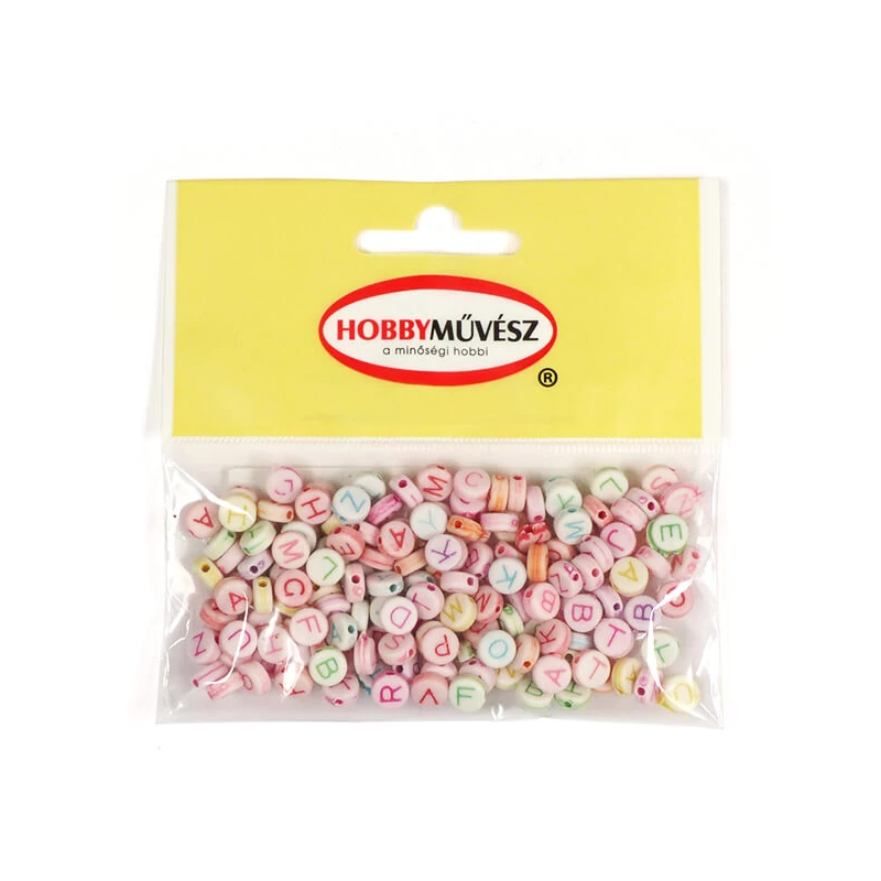 Plastové písmenkové koráliky, 6 mm - zmiešané