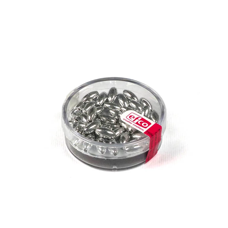 Koráliky ryža, 4x8 mm - strieborné, v krabičke