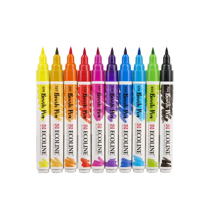 Sada akvarelových popisovačov Talens Ecoline Brush Pen - 10 ks, Primary