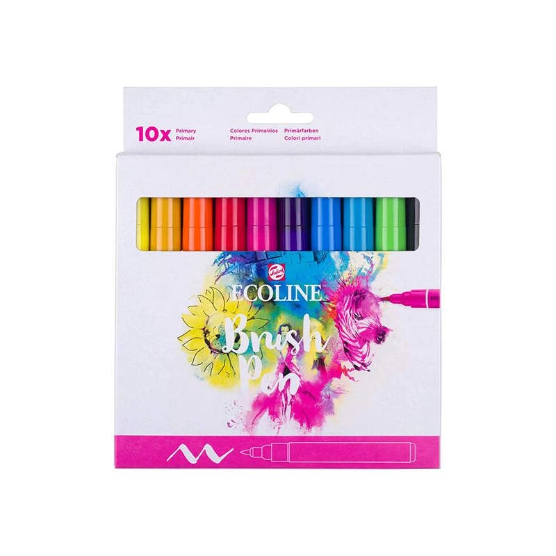 Sada akvarelových popisovačov Talens Ecoline Brush Pen - 10 ks, Primary