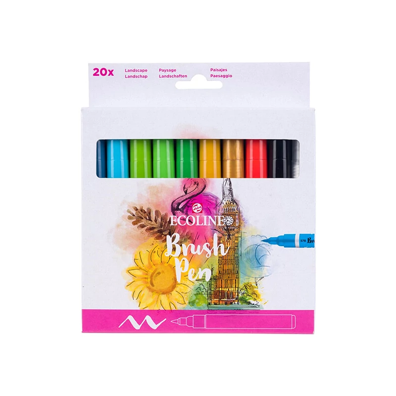 Sada akvarelových pier Talens Ecoline Brush Pen - 20 ks