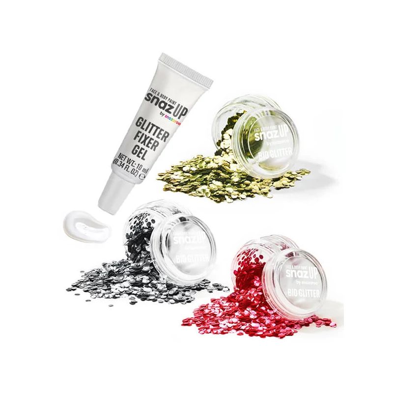 Sada flitrov s fixačným gélom Snazaroo Bio Glitter Chunky