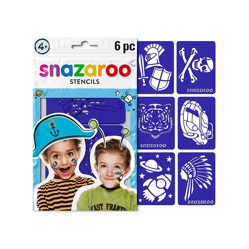 Šablóna na maľovanie na tvár Snazaroo, 6 vzorov - Adventure, pre chlapcov