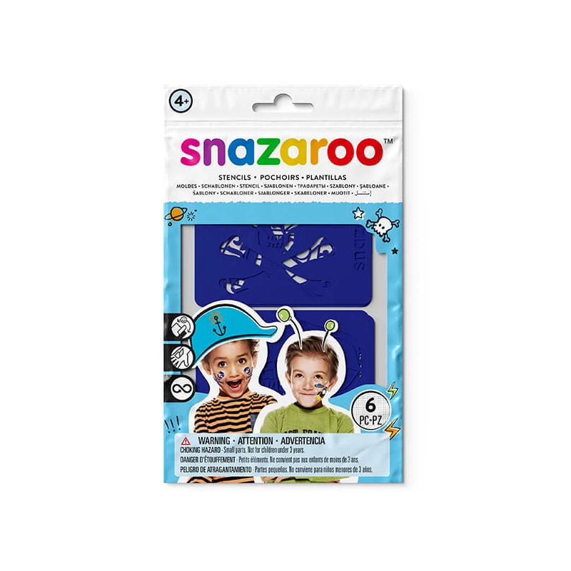 Šablóna na maľovanie na tvár Snazaroo, 6 vzorov - Adventure, pre chlapcov