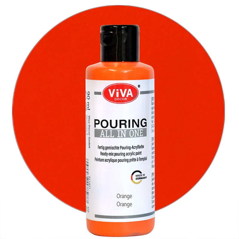 Pouring farba, All in One, 90 ml - oranžová