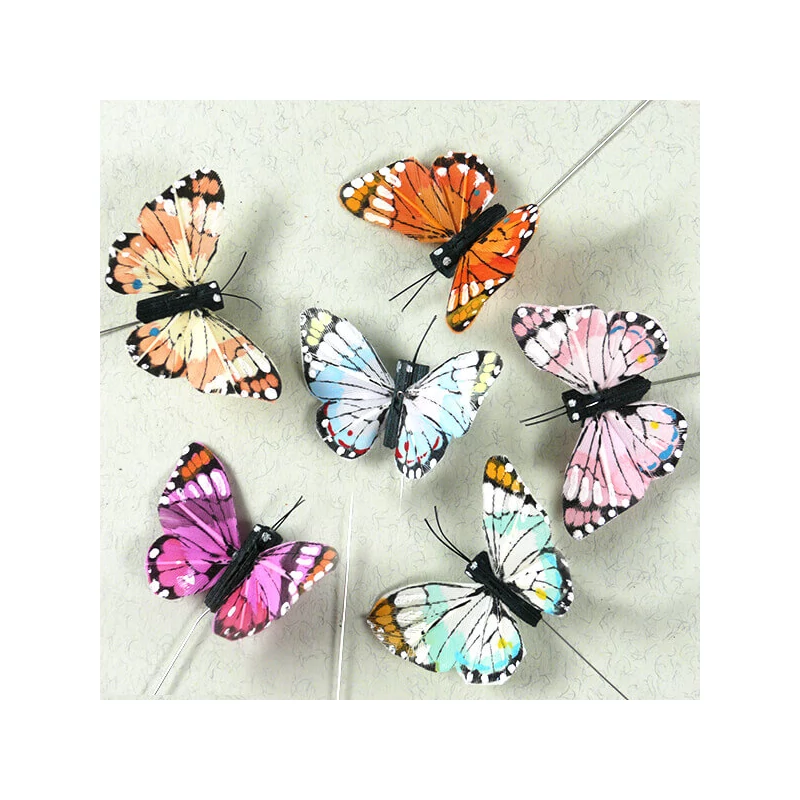 Motýliky v krabičke, zapichovacie, pestré, 5 cm, 24 ks