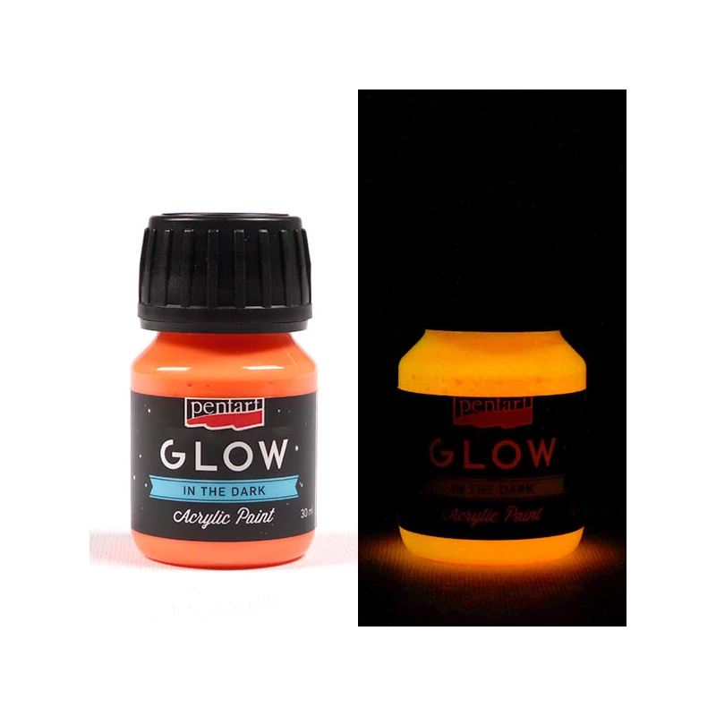 Akrylová farba svietiaca v tme Pentart Glow, 30 ml - oranžová