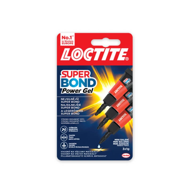 Loctite, sekundové lepidlo Super Bond Power Gel Mini Trio, 3x1 g