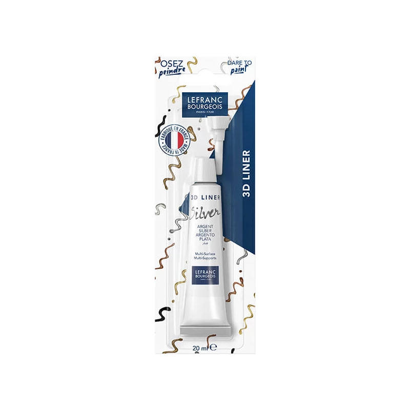 Kontúrovacia farba 3D Liner, nevypaľovacia, 20 ml - strieborná
