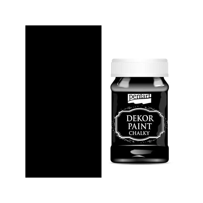 Kriedová farba Pentart Dekor Paint Chalky, čierna v 100 ml