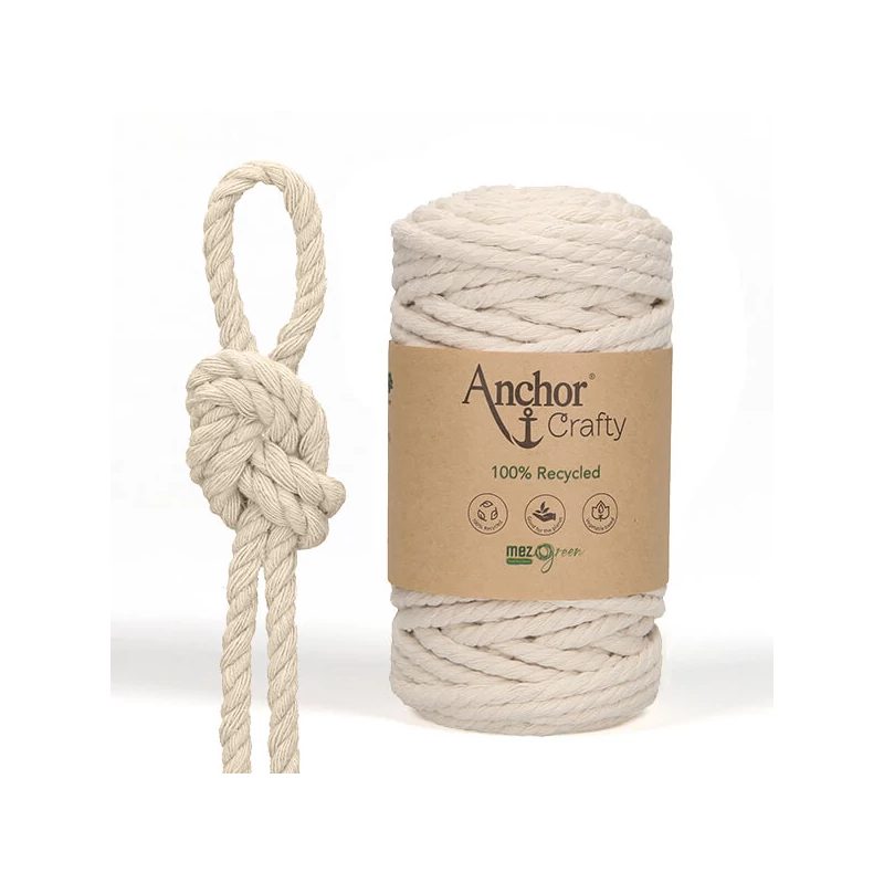 Macramé priadza, Anchor Crafty, česateľná, 5 mm - prírodná